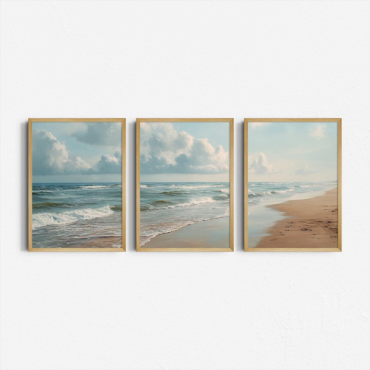 Abstract Canvas Set - Set of 3 Ocean Beach Triptych