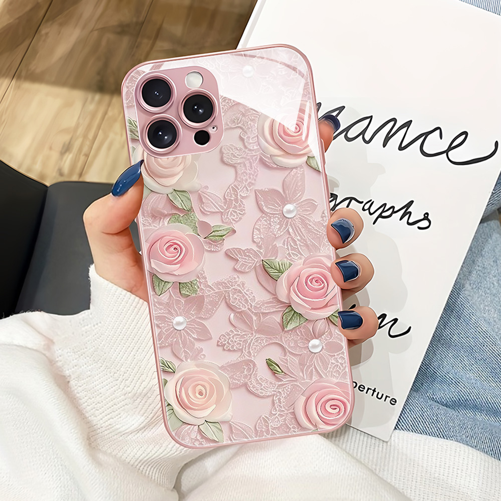 Vase Decor - Pink Flower Tempered Glass Phone Case
