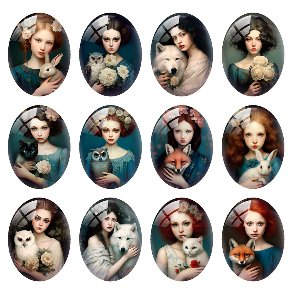 Vase Decor - Random Mixed Round/Oval/Square Flower Girl Wolf