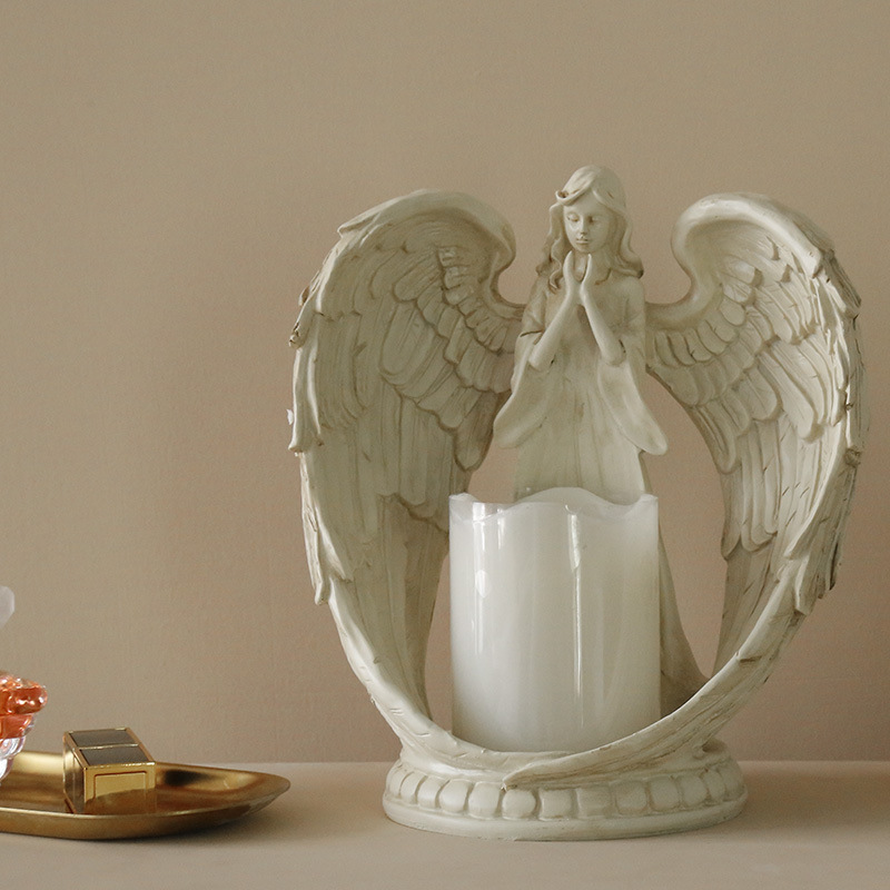 Candle Holder Decor - WW resin angel electronic candle holder