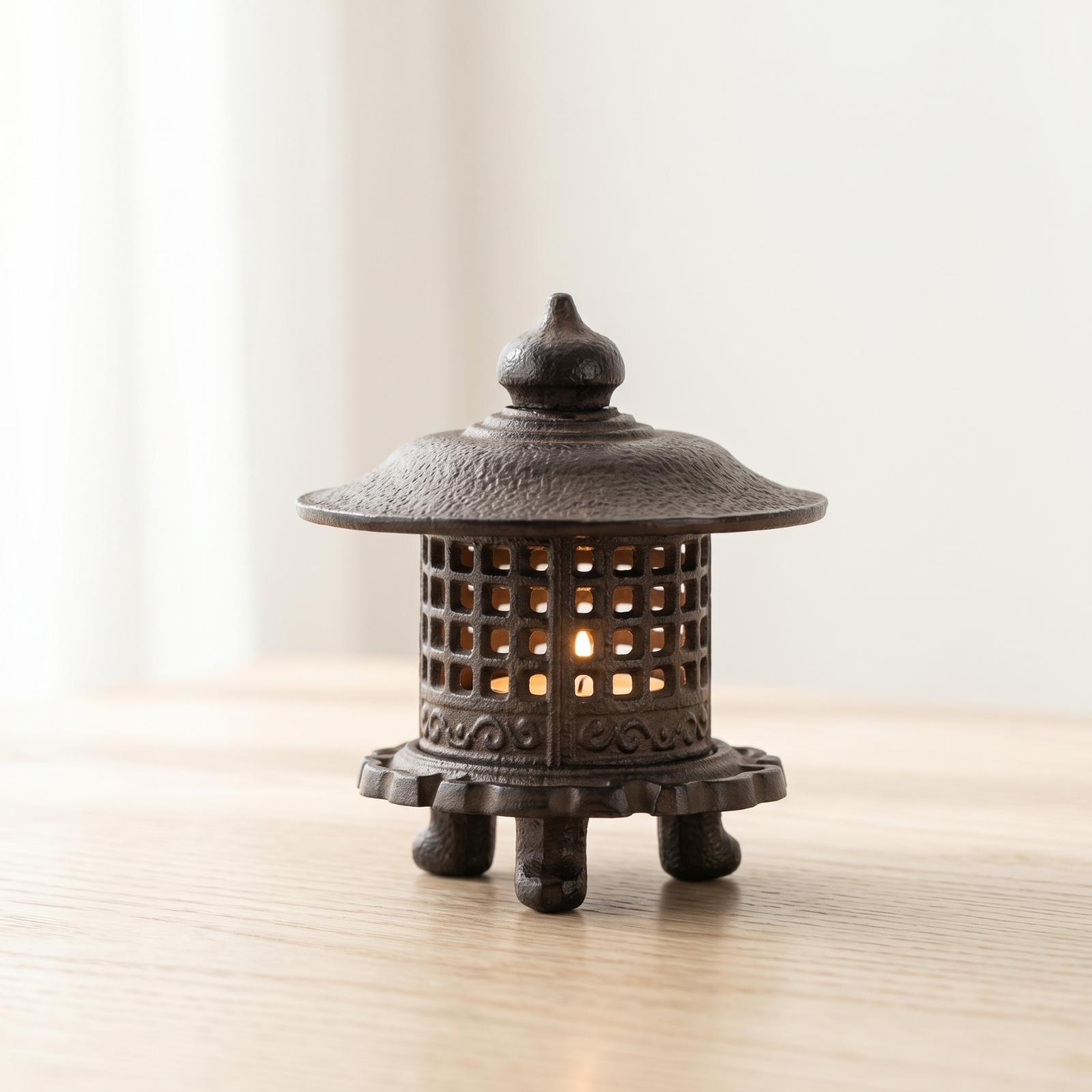 Candle Holder Decor - Cast Iron Lantern Tabletop Candle Holder