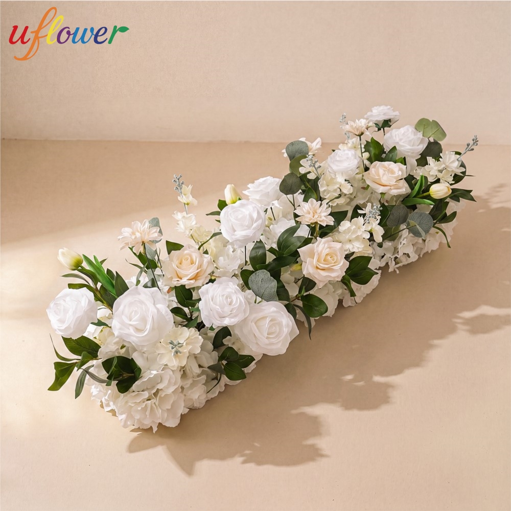 Table Runner - Uflower Rose Greenery Flower Row Long