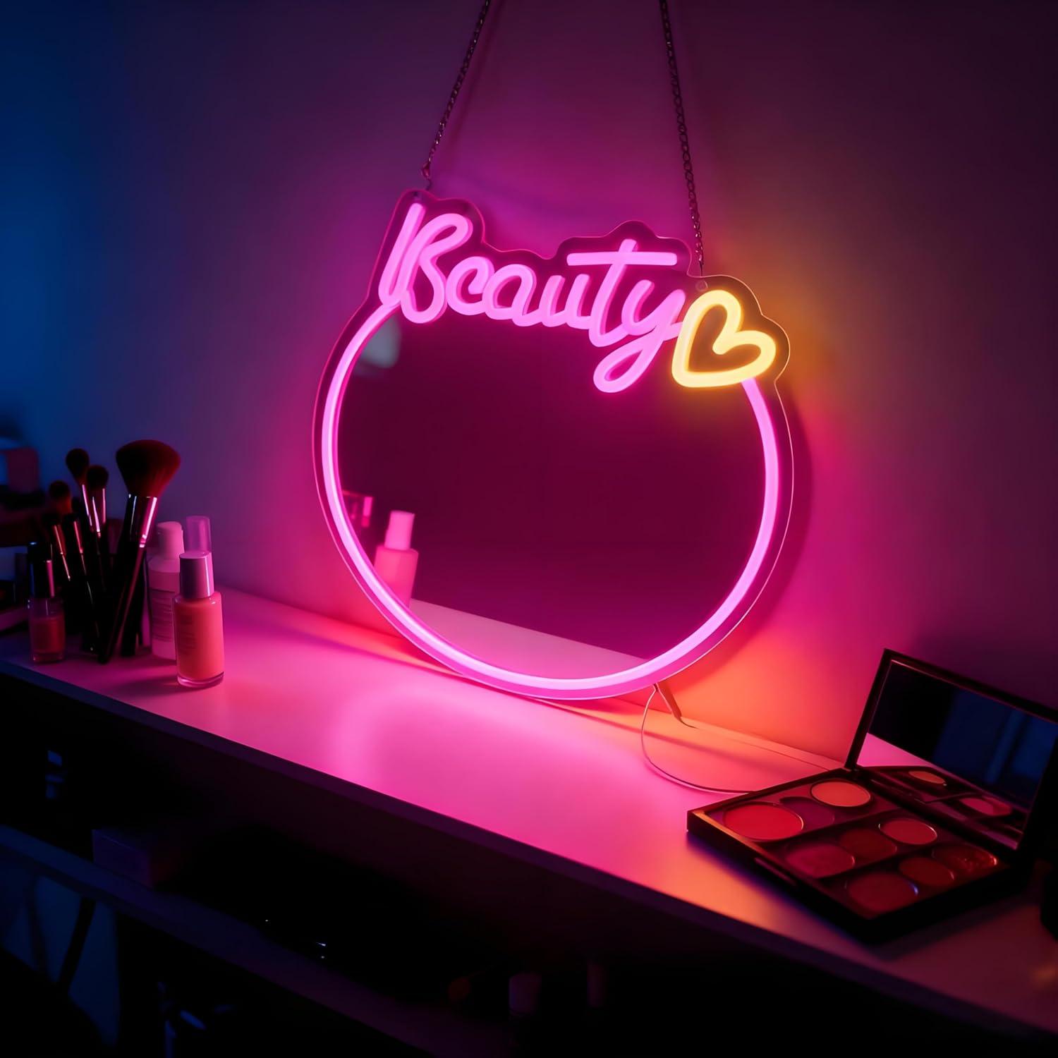 Decorative Mirror - Beauty Mirror Neon Sign USB Dimmable