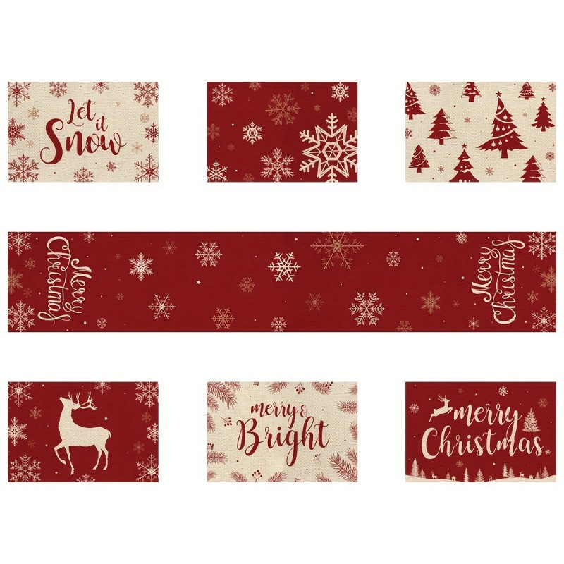 7-Piece Christmas Placemat and - Table Runner recension och pris