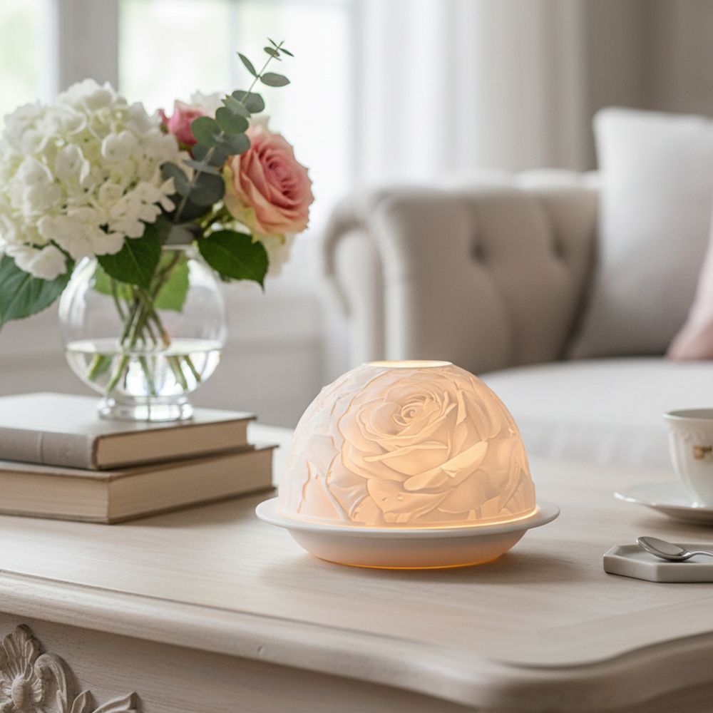 Elegant Rose Porcelain Candle  - Candle Holder Decor recension och pris