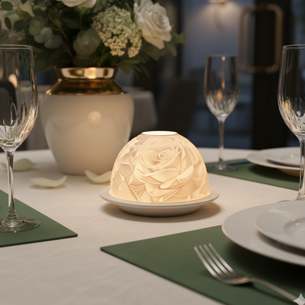 Elegant Rose Porcelain Candle  - Candle Holder Decor recension och pris