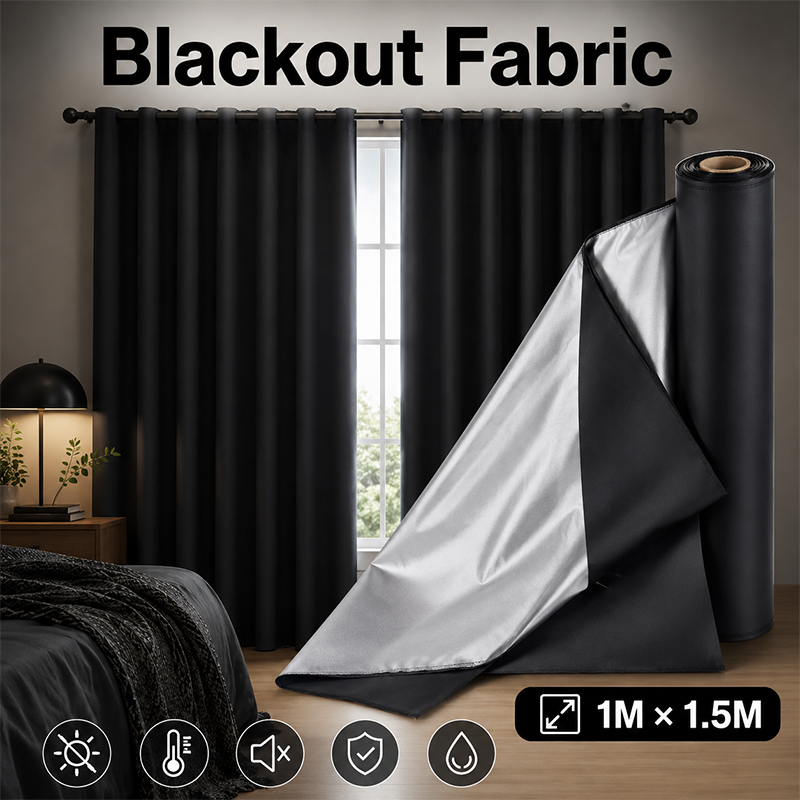 1m Black Silver Coated Blackou - Curtain Curtain recension och pris