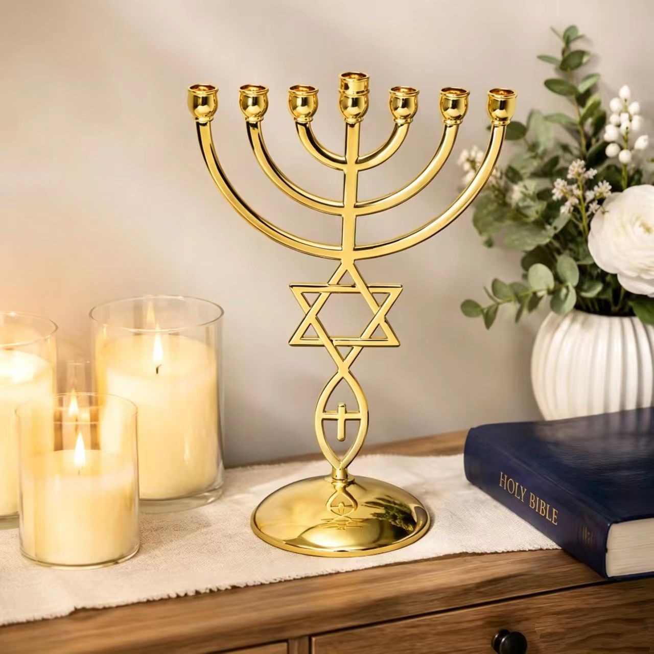 Hanukkah Seven-Headed Candle H - Candle Holder Decor recension och pris