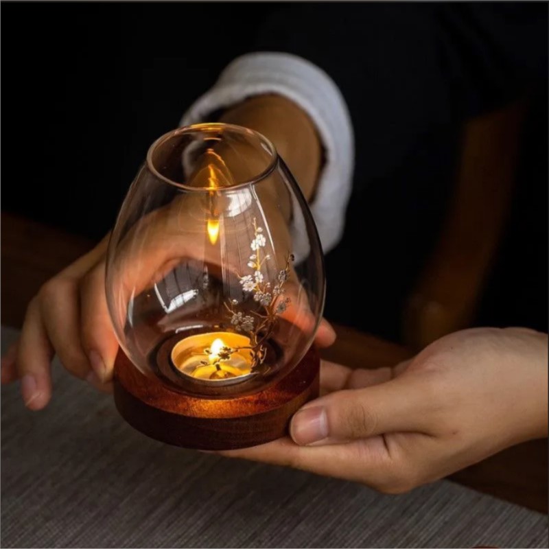 Chinese Style Transparent Glas - Candle Holder Decor recension och pris