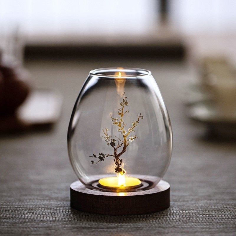 Chinese Style Transparent Glas - Candle Holder Decor recension och pris