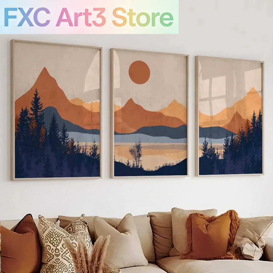 3pcs/Set frameless,Terracotta  - Abstract Canvas Set recension och pris