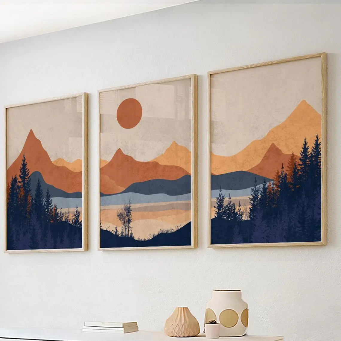 3pcs/Set frameless,Terracotta  - Abstract Canvas Set recension och pris