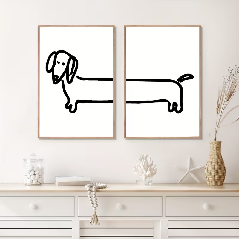 2PCS Modern Dachshund  Funny D - Interior Design Living Room recension och pris