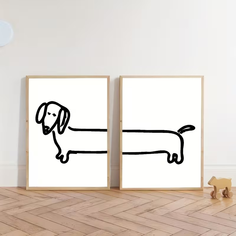 2PCS Modern Dachshund  Funny D - Interior Design Living Room recension och pris