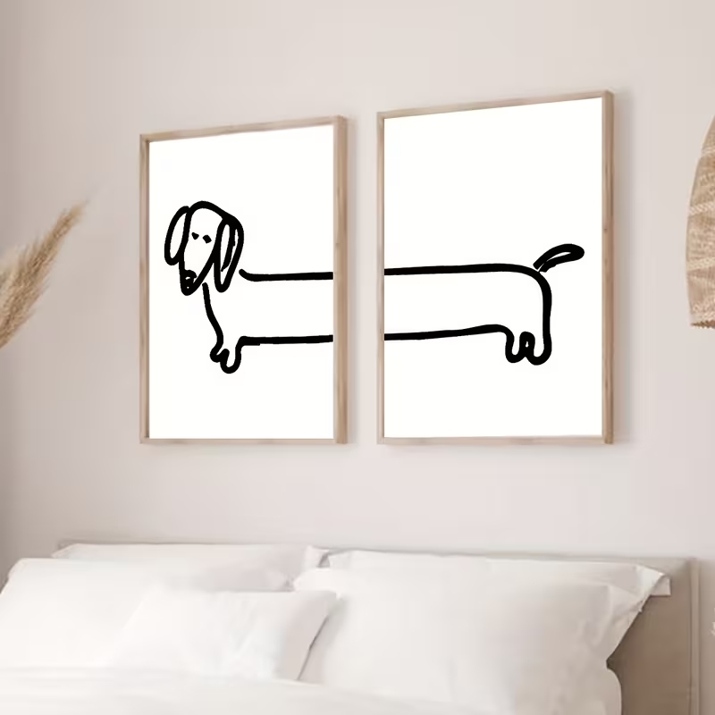 2PCS Modern Dachshund  Funny D - Interior Design Living Room recension och pris