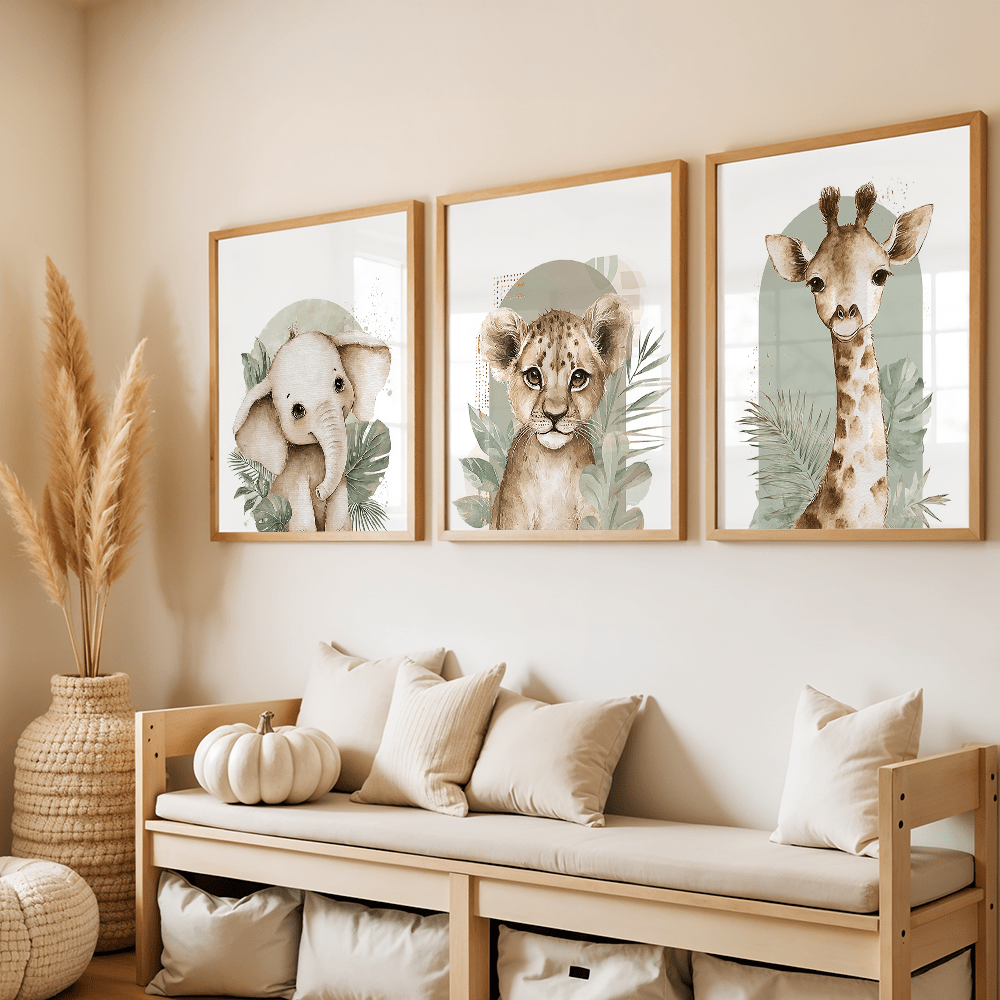 3pcs/set Retro Elephant Lion a - Abstract Canvas Set recension och pris