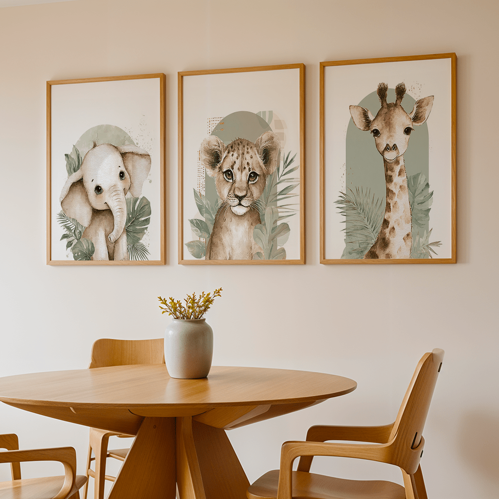 3pcs/set Retro Elephant Lion a - Abstract Canvas Set recension och pris