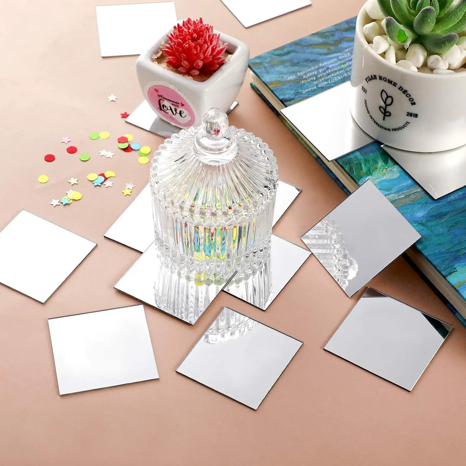Mini Size Square Mirror Adhesi - Decorative Mirror recension och pris