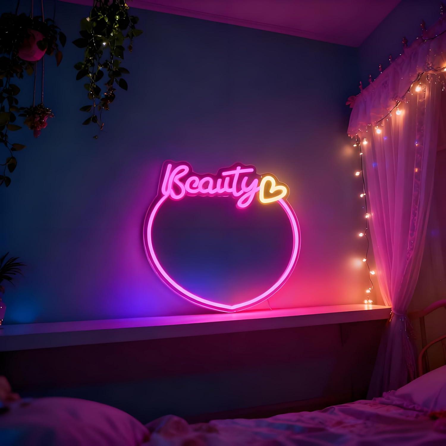 Beauty Mirror Neon Sign USB Di - Decorative Mirror recension och pris