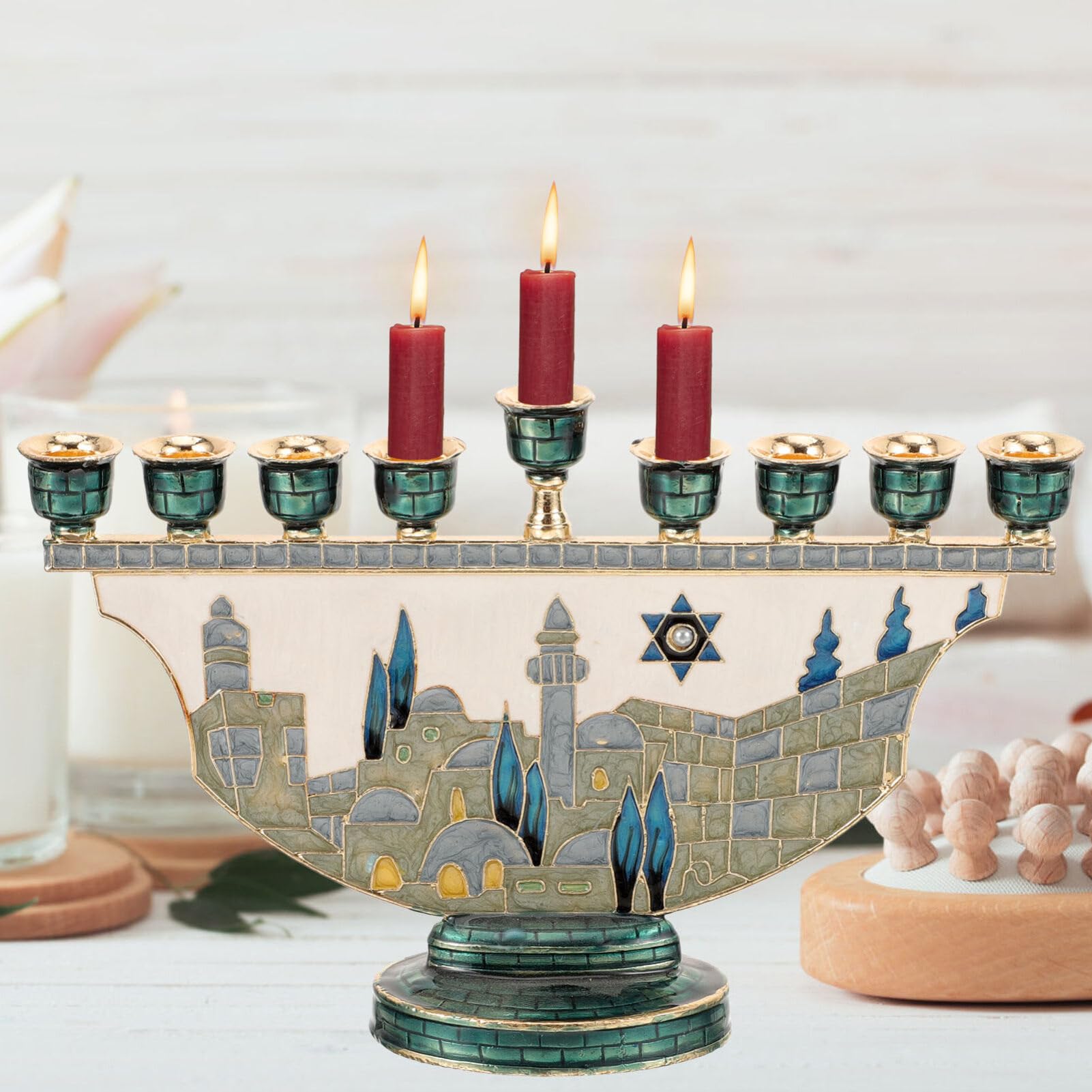 Jerusalem Menorah Hanukkah Can - Candle Holder Decor recension och pris