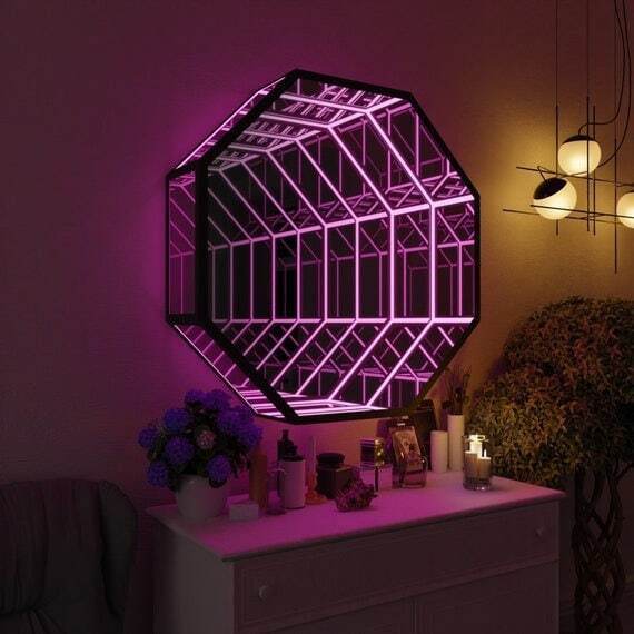 Octagon 3D Infinity Mirror Lig - Decorative Mirror recension och pris